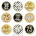 Black and Gold 75th Birthday Party Favor Stickers, Chocolate Kisses Candy Stickers - 180 Labels