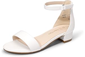 DREAM PAIRS Girls Sandals Low Heel Dress Pump Ankle Strap Interchangeable Bow Flower Wedding Party Shoes for Little Kid/Big K