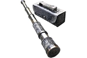NAUTICALMART Personalized Nautical Brass Handheld Collectible Marine Solid Brass Telescope Dollond London Functional Vintage Handcrafted Collapsible Pirate Spyglass with Imprinted Leather Case