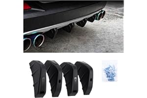 Augeny 4PCS Car Rear Lower Bumper Wing Lip Diffuser, Anti-Crash Auto Shark Fin Spoiler Protector with Mounting Screws, Universal Rear Bumper Lip Diffuser Kit for Car SUV Truck (Black)