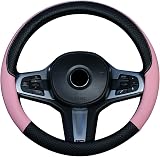 TSLBW Car Steering Wheel Cover 37-38cm PU Leather Pink Breathable Anti-slip view 1