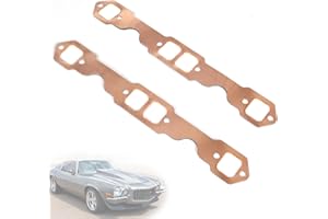Atesilor SBC Header Gaskets, Reusable Copper Square Port Exhaust Gaskets Compatible with Small Block Chevy 305 327 350 383, Fits Block Hugger Headers, 2-Pack
