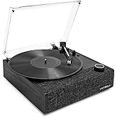 Victrola Eastwood II Record Player with Speakers – Bluetooth 5.1 and Vinyl Stream Technology, Vintage Style 3-Speed Vinyl Player, Audio Technica AT-3600LA Cartridge (Black)