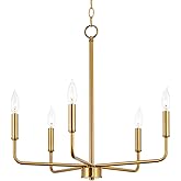 Kira Home Camille 22" 5-Light Modern Chandelier, Adjustable Hanging Height, Warm Brass Finish