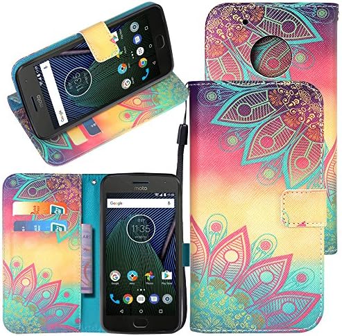 Moto G5 Plus Case, Moto G Plus (5th Generation) Case, CimdaUS PU Leather Wallet Flip Folio [Kickstand] Case Cover with Card Slot &amp; Wrist Strap for Motorola Moto G5 Plus / Moto G Plus (5th Gen) (A-01)
