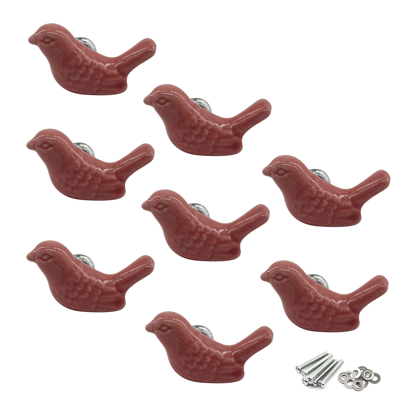 Zerniple Pink Ceramic Handle Pull Door knobs Cabinet Handles for Children's Room (8 Pieces)