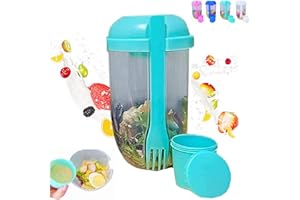 JEJIAKELL Salad Container Cup for Lunch, Fresh Salad to Go Container Set with Salad Dressing Holder and Fork, Keep Fit Healthy Salad Container, Vegetable Breakfast to Take Away Fruit and for Lunch (Green)