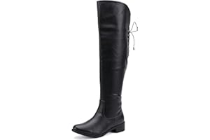 EETTARO Women's Over The Knee Boot Fashion Lace Up Tight High Boots Side Zip Block Heel Riding Booties