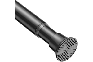 ZIPGLO Tension Rod 30-76 Inch - 1pack Spring Loaded Curtain Rods, Black Tension Curtain Rod Expandable Curtain Rods Tension Adjustable Rod Without Drilling, Tension Rods For Bathroom Doorway Window