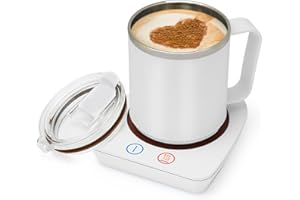 VOBAGA Coffee Warmer & Mug Warmer for Home Office Home Desk Use, Electric Cup Beverage Warmer with 3 Temperature Settings for Tea, Water, Cocoa with Auto Shut Off After 4 Hours (White Warmer Set)