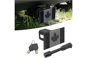XINLIYA Canada Flag Trailer Hitch Cover, Metal 2 Inch Receiver Tow Dust Plug with 5/8-Inch Pin Diameter Hitch Lock, Dustproof