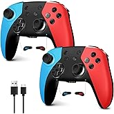AceGamer 2 Pack Wireless Controller for Nintendo Switch/Lite/OLED, Hall Effect Joystick for Switch 2 Pro Controller with Wake-Up/Turbo/Dual Vibration/Programmable (Red+Blue)