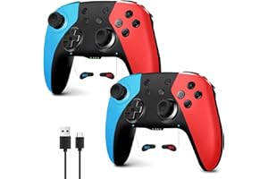 AceGamer 2 Pack Wireless Controller for Nintendo Switch/Lite/OLED, Hall Effect Joystick for Switch 2 Pro Controller with Wake-Up/Turbo/Dual Vibration/Programmable (Red+Blue)