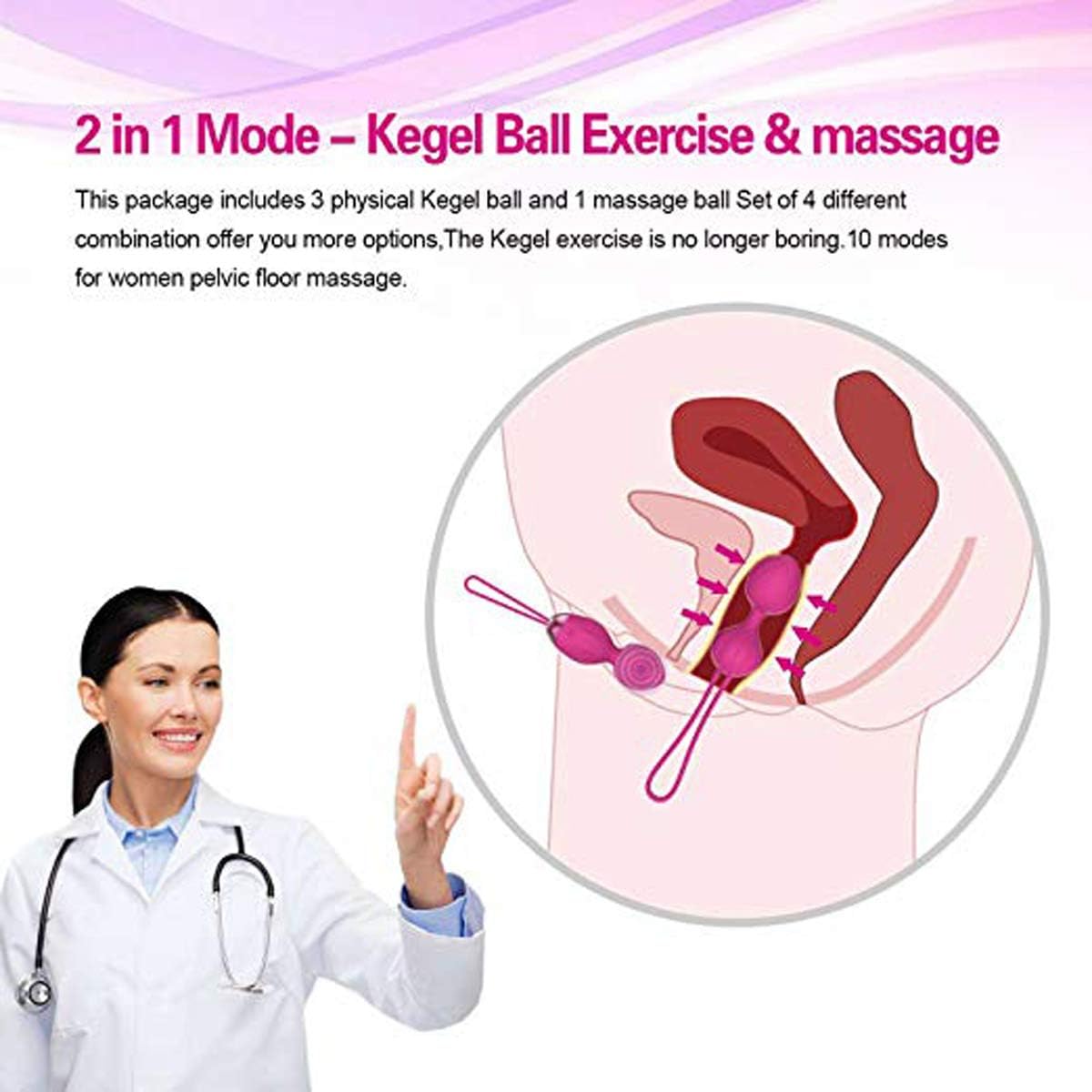 Kegel Exercise Ball Set,Kegel Exercise Weights Sets-Doctor Recommended for Women & Girls Bladder Control (Pink) - Image 5