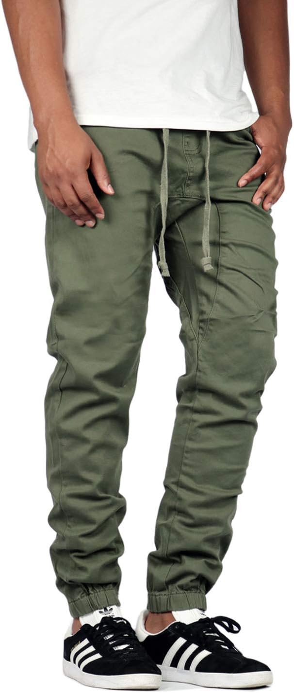 Mersenne Men's Twill Drop Crotch Jogger Pants