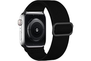 Stretchy Nylon Solo Loop Compatible with Apple Watch Band 38mm 40mm 41mm 42mm 44mm 45mm 49mm Women Men, Adjustable Braided Sp