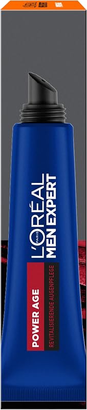 L'Oréal Men Expert Augencreme gegen Falten für Männer, Anti-Aging Augenpflege für müde und matte Haut, Herren Feuchtigkeitspflege mit Hyaluronsäure, Power Age, 1 x 15 ml