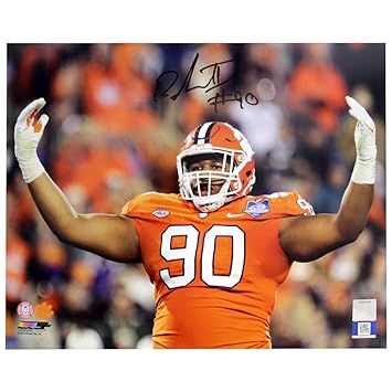 Dexter Lawrence Clemson Tigers Autographed Signed 8x10 Photo Arms Raised Black Signature Certified Authentic