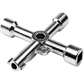 ATOPLEE Electrical Cabinet Key, Surface Polished Antirust 4 Way Utilities Key,Triangle/Square/Panel Cross Key for Faucet,Gas Meter,Valve,Spigots,Electrical Cabinet Opening