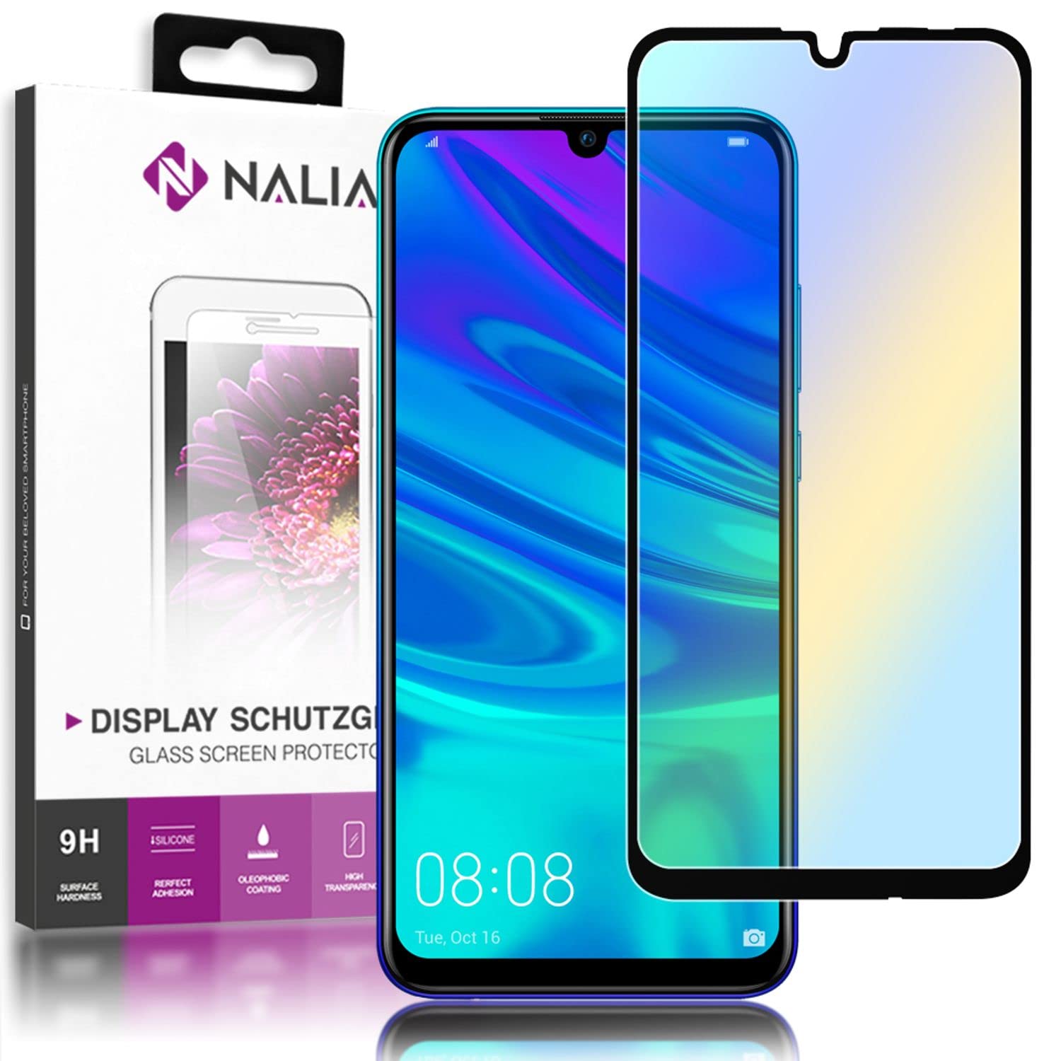 NALIA Screen Protector compatible with Huawei P smart 2019, 9H Full-Cover Tempered Glass Foil Protective Clear Display Film, Durable Saver Smart-Phone LCD Protection Shatter-Proof Front - Transparent