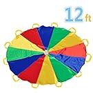 Sonyabecca Parachute 12 Foot for Kids with 12 Handles Play Parachute for 8 12 Kids Tent Cooperative Games Birthday Gift