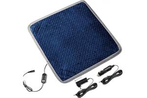STONECREST CLASSIC HOME DECOR, INC STONECREST Heated Seat Cushion Pad, Breathable Comfort Universal Seat Covers, Seat Protectors (Velvet, 12V-Navy)