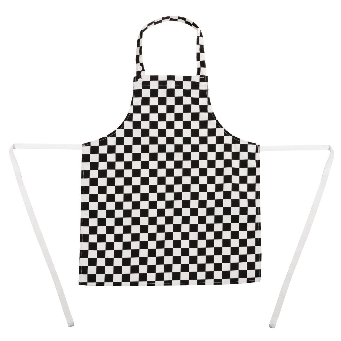 Whites Chefs Clothing Childrens Bib Apron, Black and White Check, One Size, Material: Polycotton, Kids Apron, Ages 5 to 12 years, Childs Cooking Apron, B357