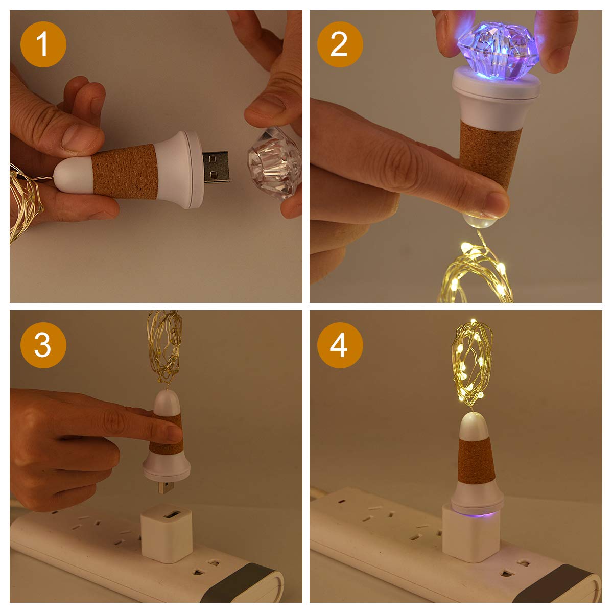 2 Packs Flaschenlichterkette Korken (7 Farbwechsel Mehrfarbig Flaschenlicht + Warmweißes Lichterkette), LED Bottle Lamp USB Wiederaufladbar für Weihnachten, Zimmer, Party, Hochzeit, Geburtstag