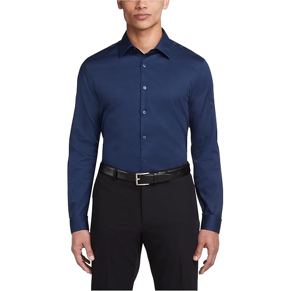 Van Heusen Men's Flex Collar Dress Shirt - Slim Fit Stretch Stripe Long Sleeve, Point Collar - View #3