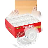 Clear Tape 12 Pack Transparent Tape Bulk with Dispensers gift wrapping | Tape Bulk, 7/10 X 1000 Inches, Glossy Office Tape fo