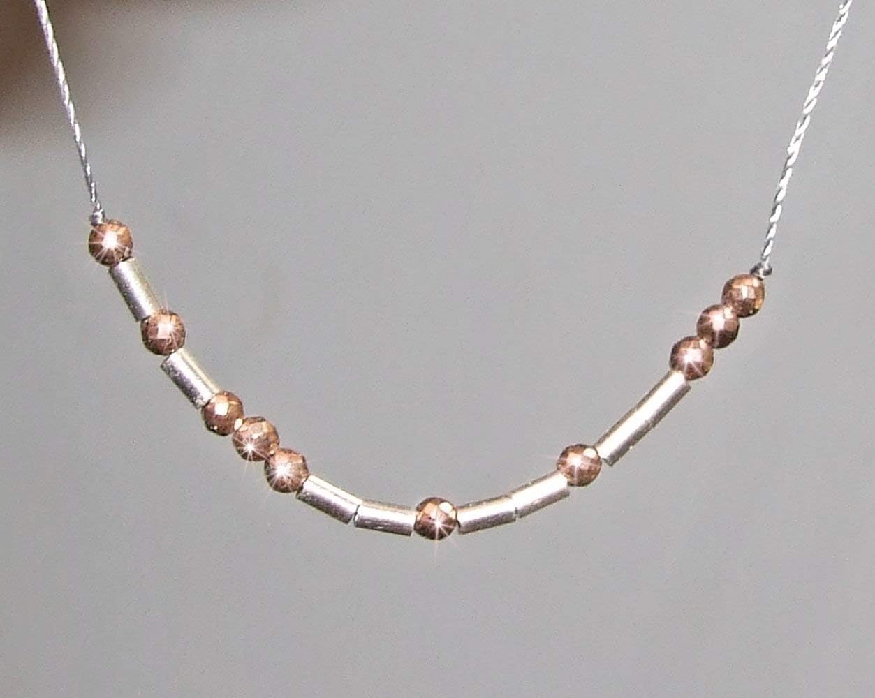 14k Rose Gold Faceted Gem Sterling Silver Morse Code ALWAYS Secret Message Cord Necklace or Bracelet