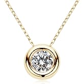 JL LITTLE FOREST Moissanite Necklaces for Women, 1-3 CT Solitaire Pendant 925 Sterling Silver Jewelry Mother's Day Wedding Gifts for Her