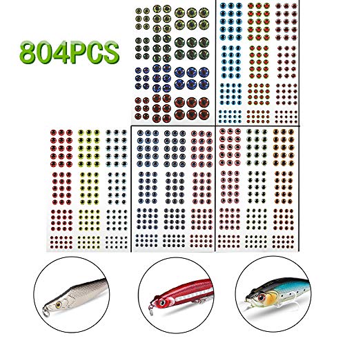 YOTO 804PCS Fishing Lure Eyes 2D/3D/4D/5D Lifelike Realistic Artificial Holographic Fake Eyes 3 4 5 6 7 10mm for Fly Tying Lures Crafts DIY Materials Tool - Thumbnail 7