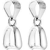 Alpinleux 2 Pcs 925 Sterling Silver Pinch Bails for Jewelry Making, Necklace Pendant Clasp, Jewelry Making Supplies, Clasps for Jewelry Making, Earring, Necklace, Craft (Silver)