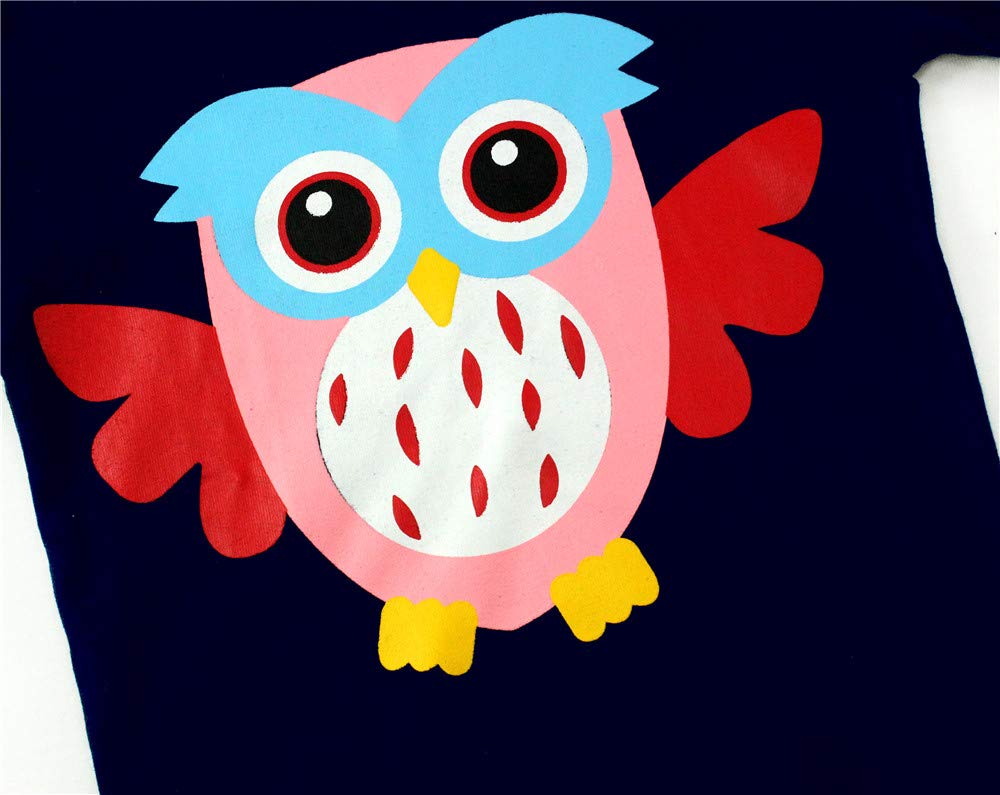 LitBud Niña pequeña Pijamas de Navidad Búho Sleepwears de Acción de Gracias 2 unids Manga Larga Tops + Pantalones Conjuntos para Niños Tamaño 3-4 Años 4T