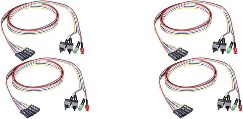 Potadak 4x ATX Computer Case Power Reset Switch Cable 65cm w/ Red Green LED
