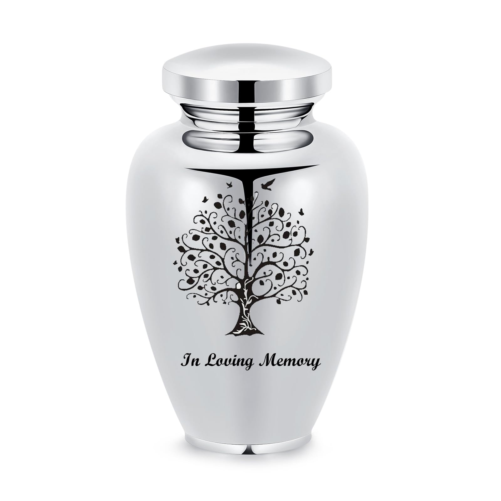 Tree of Life Large Stainless Steel Cremation Urn - Memorial Keepsake for Women & Men - Ashes Holder (A-Silver-Tree1-L)
