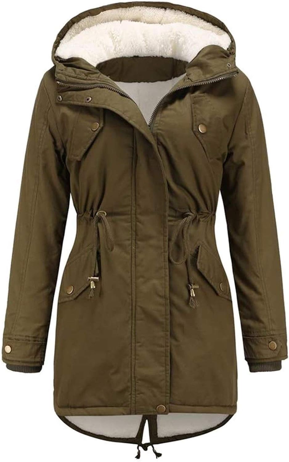 Ladies Winter Coat Parka Winter Jacket with Hood (Color Green, Size