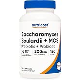 Nutricost Saccharomyces Boulardii + MOS Capsules (>5 Billion CFU) 120 Caps | Prebiotic + Probiotic, 200mg of MOS Per Serving