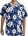 Sale:Island White Flowers Blue Hawaiian Aloha Shirt