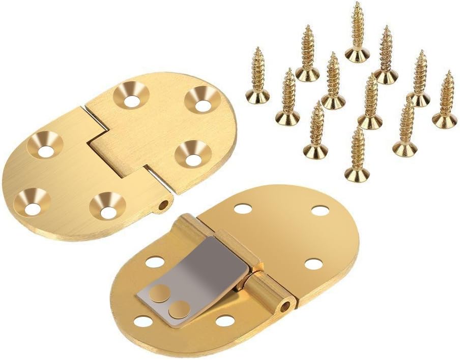 Folding Table Hinge, Desk Hinge, Solid Brass Butler Tray Hinge 2-1/2"x1-1/2 with Screws Satin Finish for Folding Tables - Gold, 2Pcs