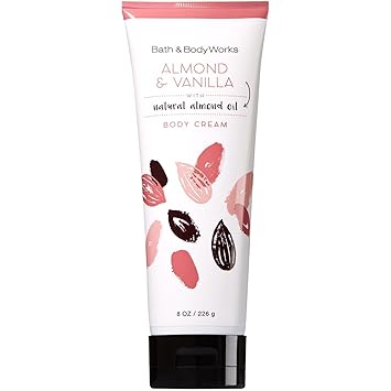 Bath And Body Works Body Cream Almond Vanilla Naturals 8 Ounce Full Size White Tube Original Version