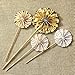 Cupcake Toppers 12-Pack Muffin Decoration Gold Circle Fan Flowers Toppers Fun Cake Topper Picks Mini Birthday Cake Decor for Baby Boys Girls Kids Birthday Party and Wedding Supplies