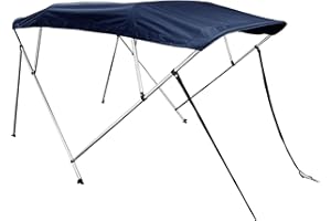 SavvyCraft 4 Bow Bimini Top Boat Cover Navy 4 Bow 96" L 54" H 91"- 96" W W/Boot & Rear Poles