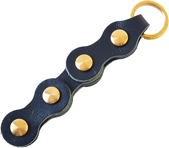 Amazon 本革 キーホルダー キーリング レザー 自転車チェーン ストラップ 自転車 バイク 車 家 鍵 ネイビー ノーブランド品 キーホルダー チェーン