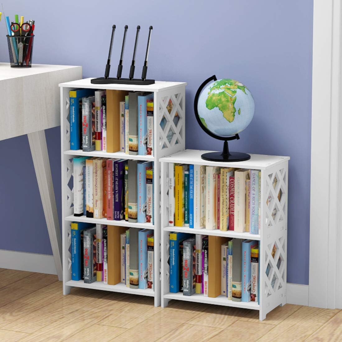 Rerii Bookcase, 3 Tier Kids Small Bookshelf, Book Organizer Storage Case Open Shelf Rack, Display Shelves for Bedroom Living Room Bathroom Office, White: Furniture & Decor
