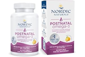 Nordic Naturals Postnatal Omega-3, Lemon - 60 Soft Gels - 1120 Total Omega-3 + 1000 IU Vitamin D3 - Formulated for New Moms; Supports Optimal Wellness, Positive Mood, Healthy Metabolism - 30 Servings