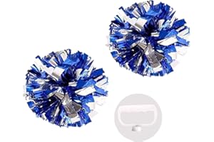PUZINE 2pack/4pack 13" Cheerleading Metallic Foil & Plastic Ring Pom Poms Cheerleading Poms 100g