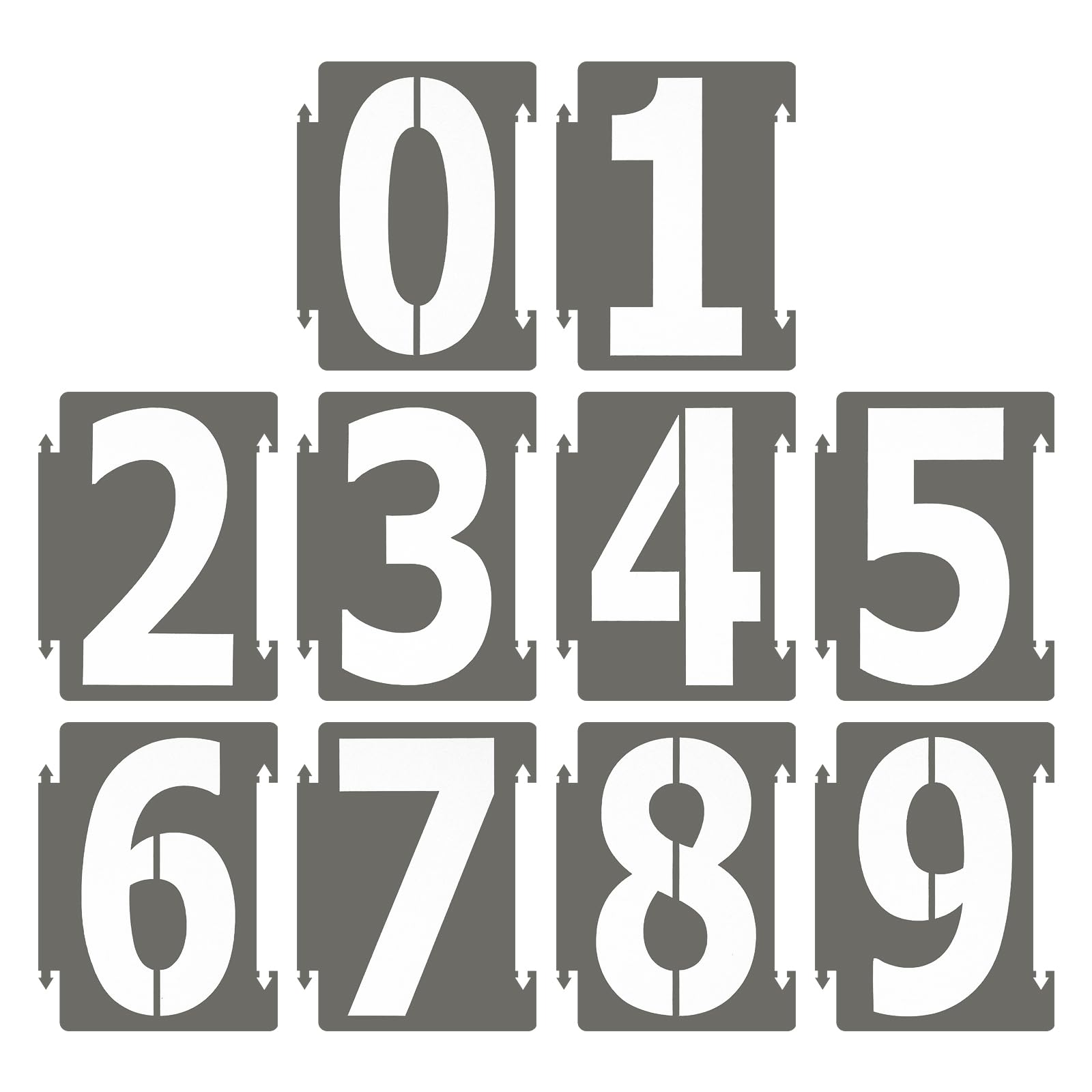 PATIKIL 20Pcs 4 Inch Large Number Stencils, 0-9 Address Number Stencil, Reusable Plastic Digital Templates for Crafts Drawing Wood Stencils Templates White