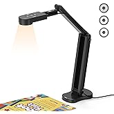 THUSTAR 8MP Document Camera &amp; Webcam 4K with Dual Microphones, USB Visualiser A3-Size, 3-Level LED Lights, Image Invert Function, Fold, for Live Demo, Distance Education -Windows, macOS and Chrome OS